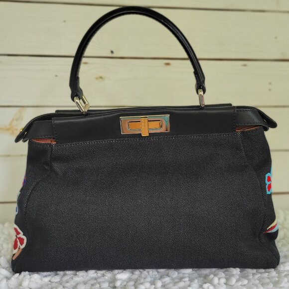 Fendi Peekaboo Medium Satchel – Denim QuTweet Beaded Limited Edition - Picture 3 of 16